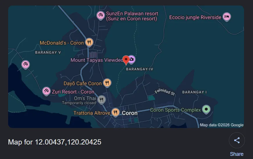 Output of Google Maps search